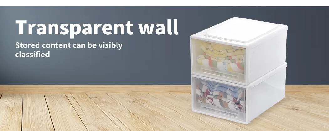 Plastic Storage Drawers Stackable Containers Box Wardrobe Clothes Organiser - Small