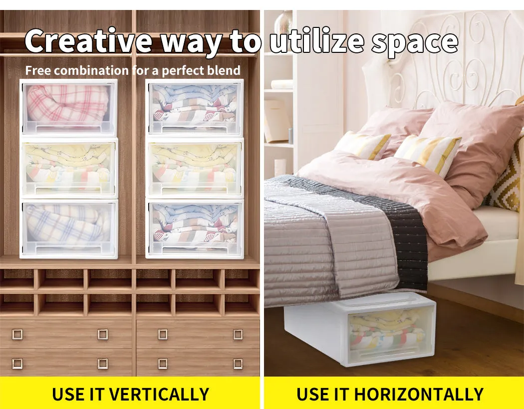 Plastic Storage Drawers Stackable Containers Box Wardrobe Clothes Organiser - Small