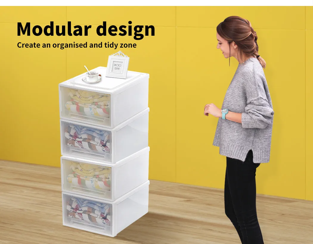 Plastic Storage Drawers Stackable Containers Box Wardrobe Clothes Organiser - Small