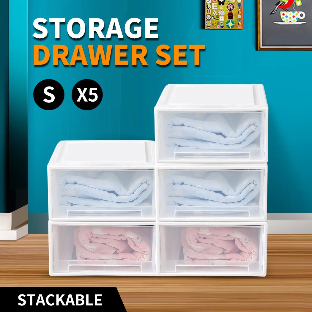 Plastic Storage Drawers Stackable Containers Box Wardrobe Clothes Organiser - Small