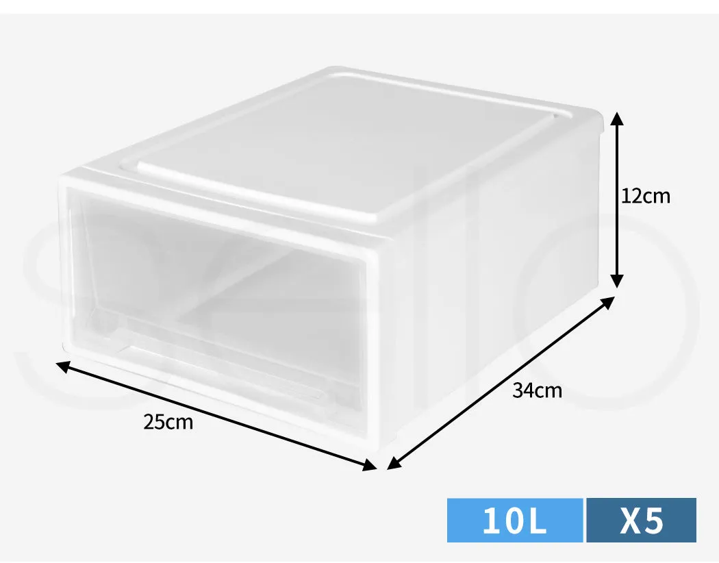 Plastic Storage Drawers Stackable Containers Box Wardrobe Clothes Organiser - Small