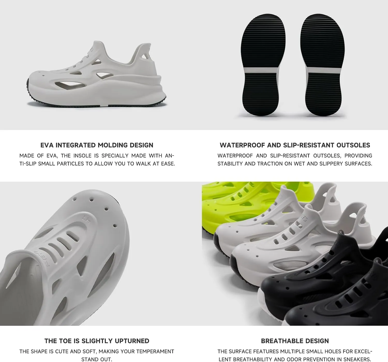 Platform Clogs for Women Men EVA Sneakers Slip on Cushioned Shoes Wilderness Camping and Hiking Shoes Outdoor Beach Sandals Unisex