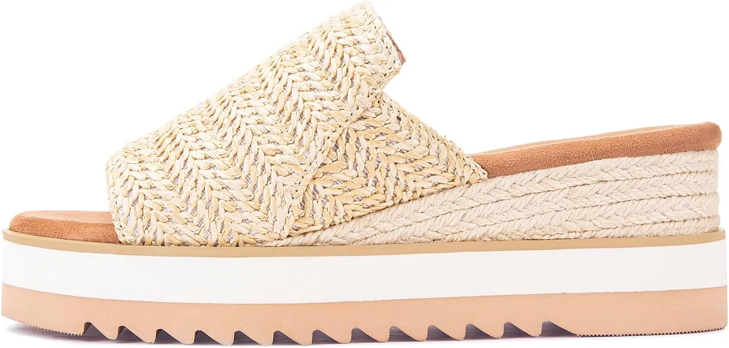 Platform Slip on Espadrille Sandals for Women Wedges Open Toe Slides Women's Bohemia Sandals Slip on Mules Sandal Summer Beach Slippers