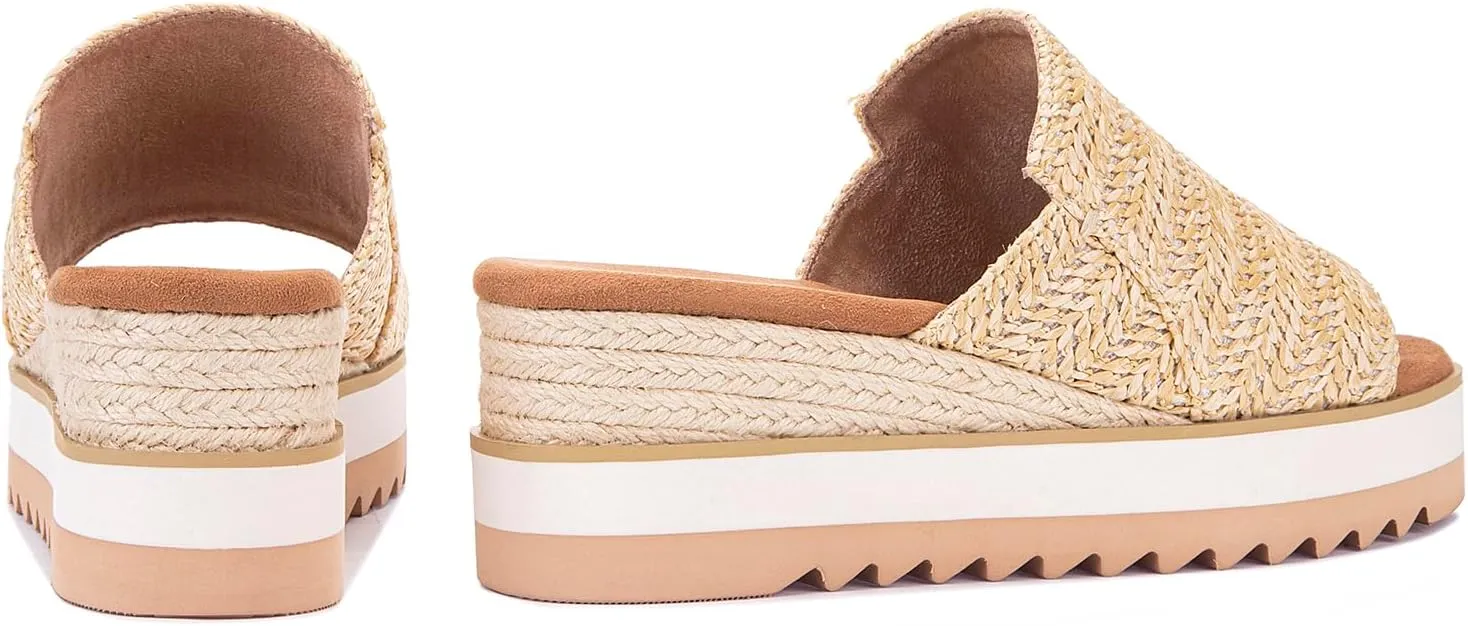 Platform Slip on Espadrille Sandals for Women Wedges Open Toe Slides Women's Bohemia Sandals Slip on Mules Sandal Summer Beach Slippers
