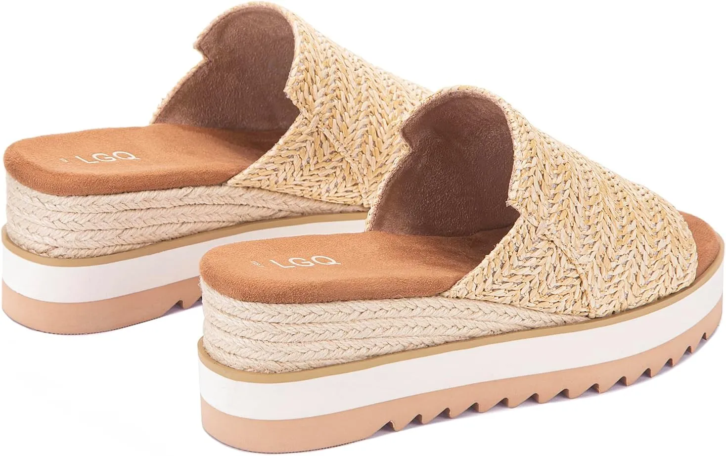 Platform Slip on Espadrille Sandals for Women Wedges Open Toe Slides Women's Bohemia Sandals Slip on Mules Sandal Summer Beach Slippers