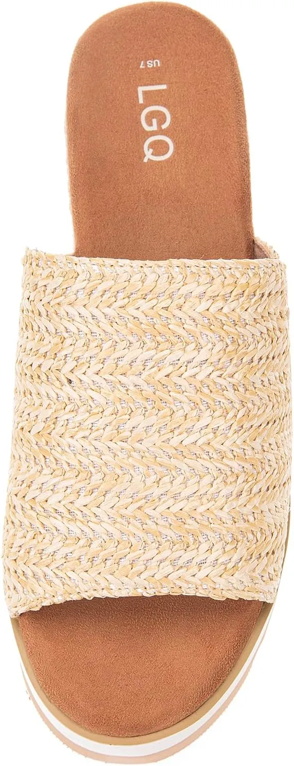 Platform Slip on Espadrille Sandals for Women Wedges Open Toe Slides Women's Bohemia Sandals Slip on Mules Sandal Summer Beach Slippers
