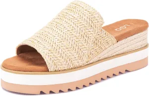 Platform Slip on Espadrille Sandals for Women Wedges Open Toe Slides Women's Bohemia Sandals Slip on Mules Sandal Summer Beach Slippers