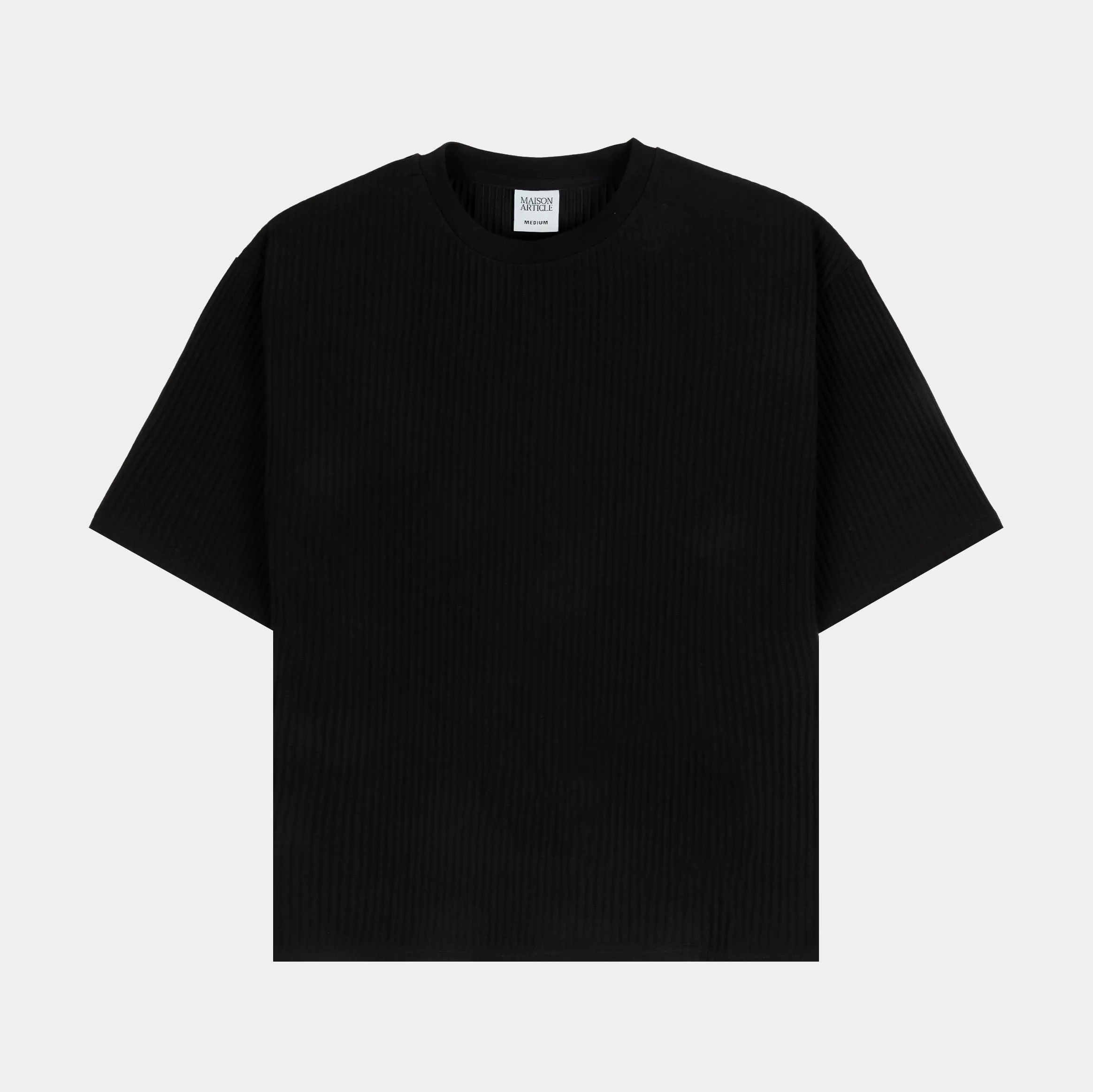 Pleated Woven Mens Short Sleeve Shirt (Black)