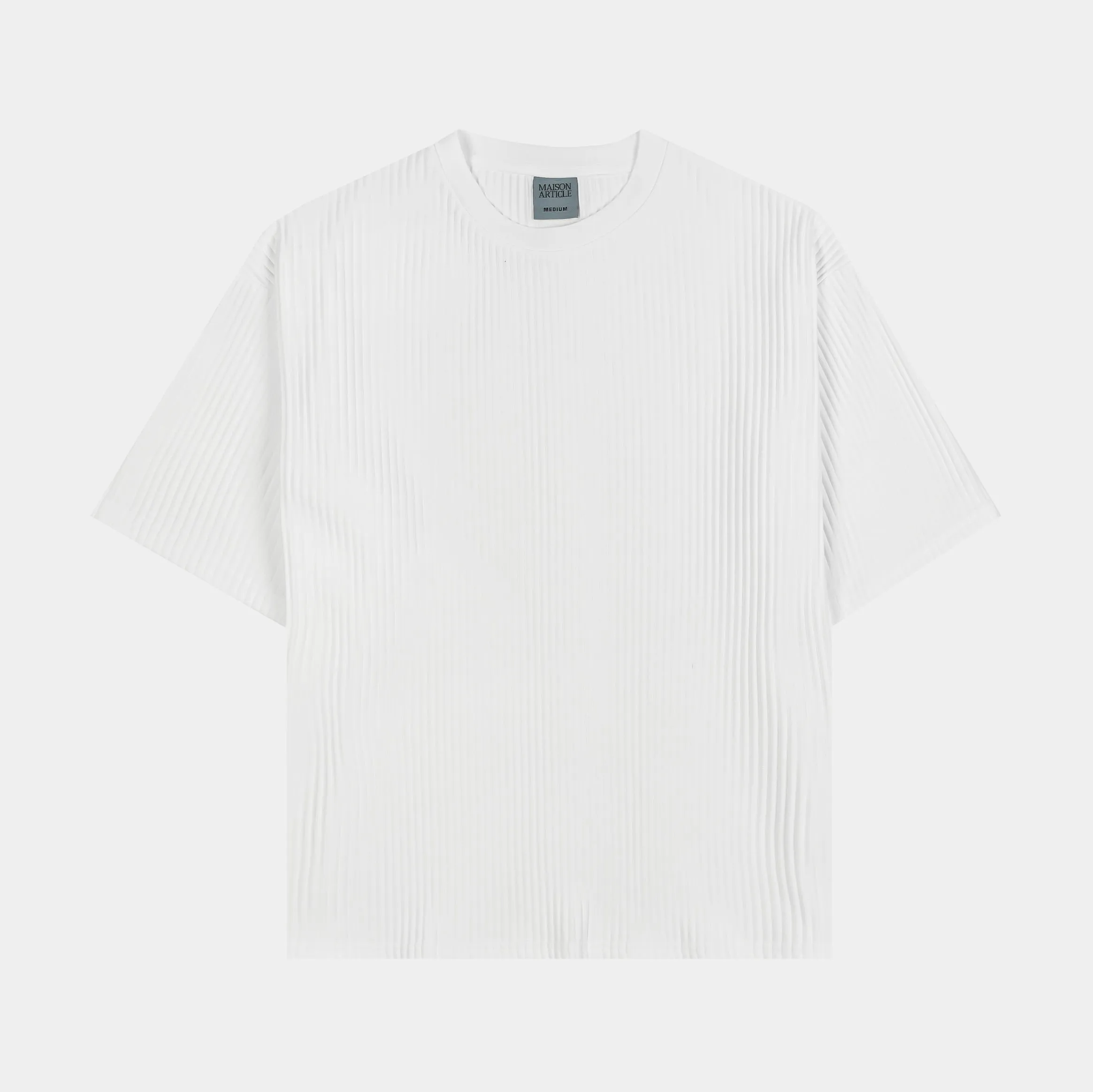 Pleated Woven Mens Short Sleeve Shirt (White)