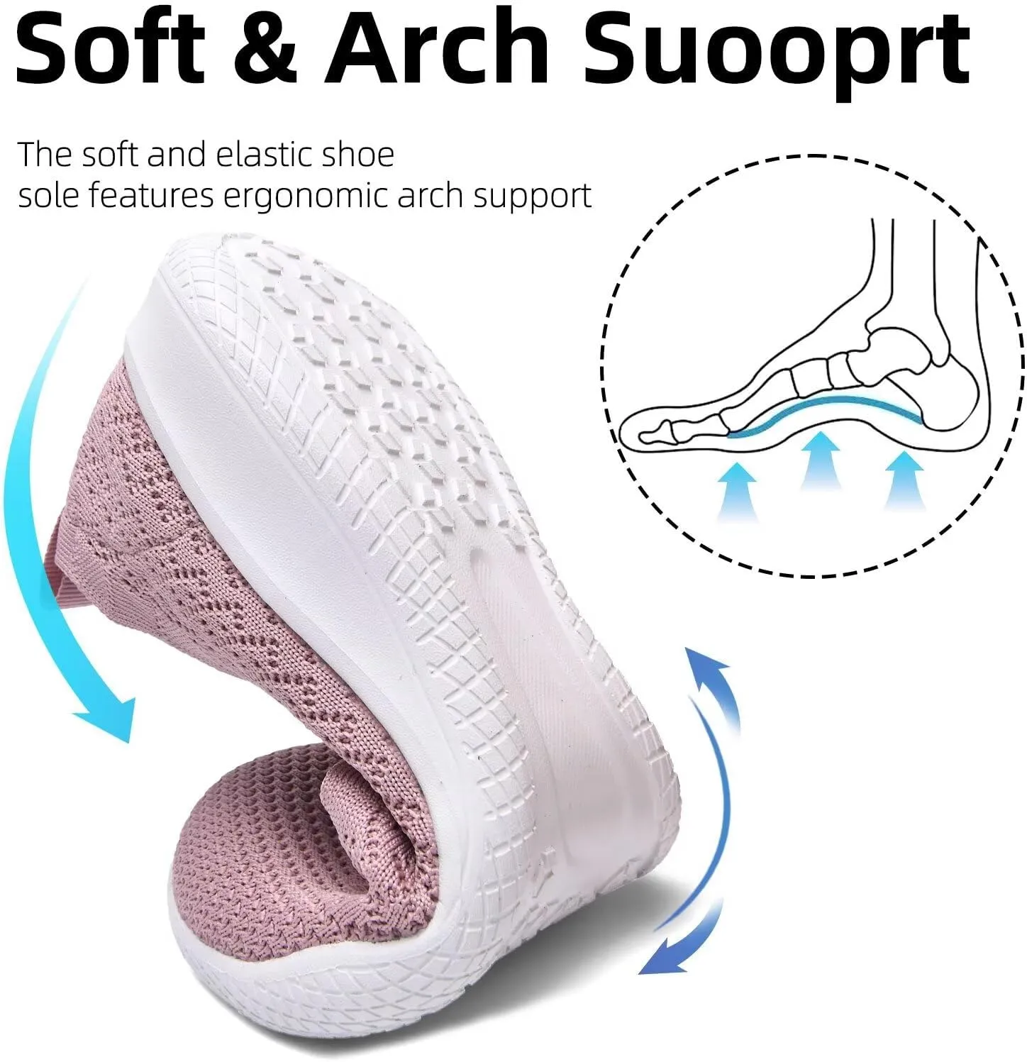poemlady Women's Walking Shoes - Mesh Slip on Sneaker Knit Round Toe Casual Memory Foam Low Wedge Nurse Shoes for Work