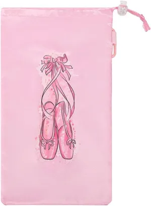 Pointe Shoe Bag Dance Shoe Bag Pink Drawstring Pouch Shoe Storage Organizer for Women Girls Daily and Travel Use