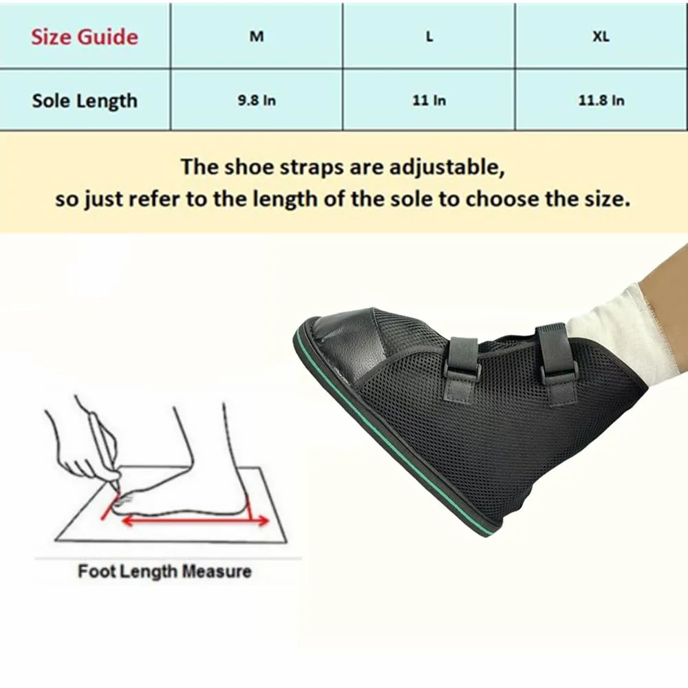 Post-op Shoe, Medical Boot, Adjustable Walking Shoe with Magic Sticks, Recovery Shoe for Post-surgery,Broken Foot or Toe, Unisex, Easy to Wear, for Summer (M)