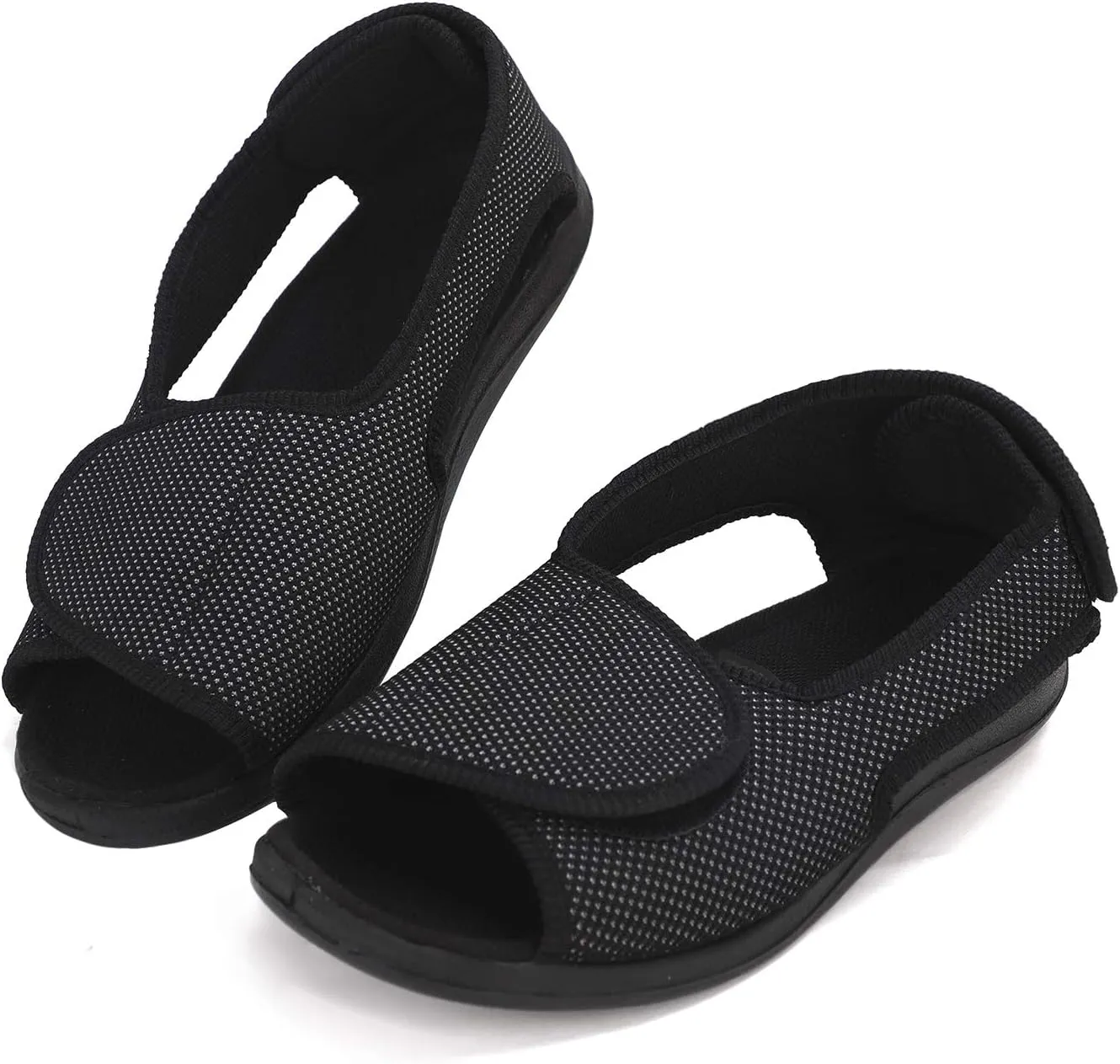 Pregnant Woman Elder Men Extra Wide Sandal Adjustable Upper Open Toe Edema Swollen Feet Diabetic Slippers Breathable Mesh Anti-Slip Rubber Sole Comfort Walking Shoes Sneaker