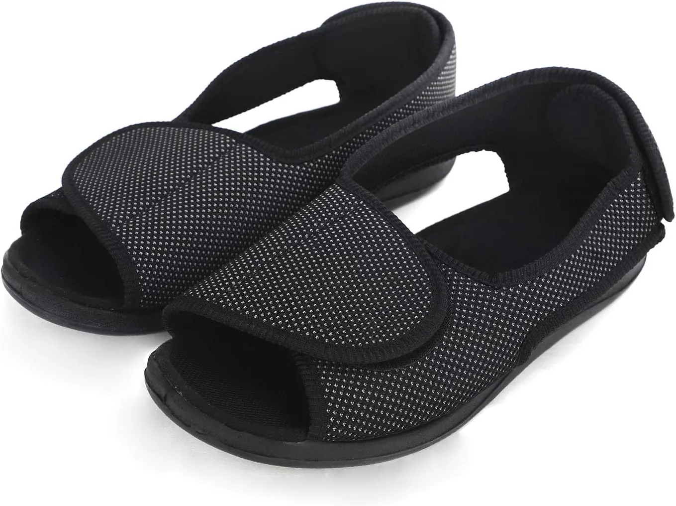 Pregnant Woman Elder Men Extra Wide Sandal Adjustable Upper Open Toe Edema Swollen Feet Diabetic Slippers Breathable Mesh Anti-Slip Rubber Sole Comfort Walking Shoes Sneaker