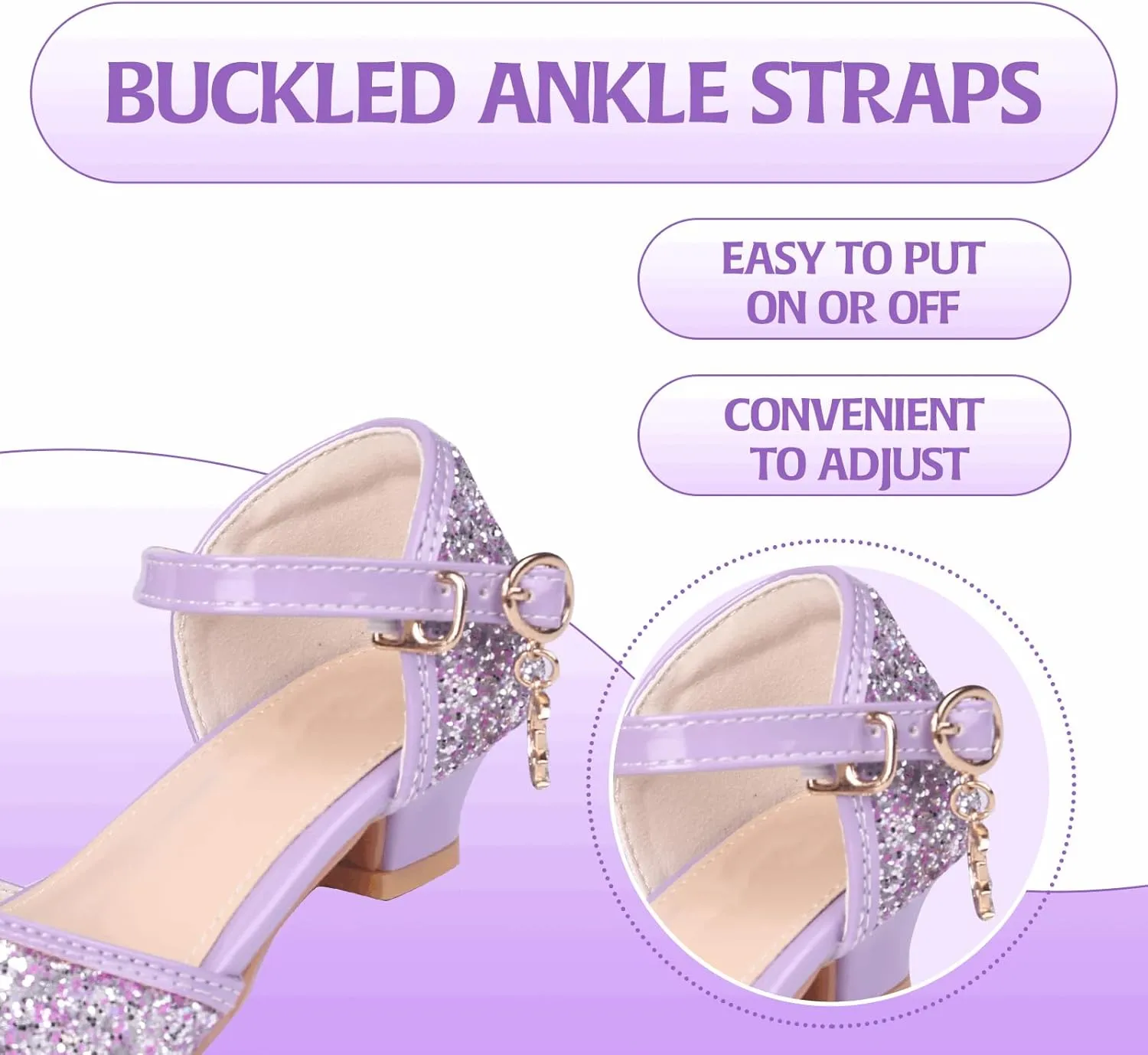 Princess Shoes Glitter-Girl Dress Shoes for Toddler Little Kid Round Toe with Bow,1.2" Low Heel for Wedding Christmas Party Father-Daughter Dance