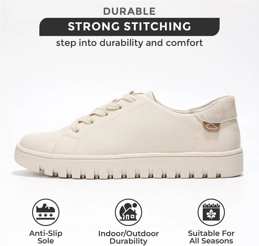 Project Cloud Genuine Leather Loafers for Women – Women's Fashion Sneakers for 2025, Non-Slip Work Shoes with Memory Foam Insole – Lightweight & Flexible Womens Loafers (Filide)