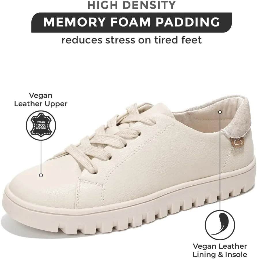 Project Cloud Genuine Leather Loafers for Women – Women's Fashion Sneakers for 2025, Non-Slip Work Shoes with Memory Foam Insole – Lightweight & Flexible Womens Loafers (Filide)