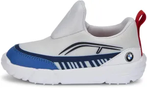 PUMA Unisex-Child Slip on Shoes BMW M Motorsport Bao Kart Sneaker, White Black-Estate Blue, 13.5 US Little Kid