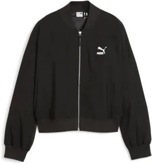 Puma Womens Classics Shiny Bomber Jacket Athletic Outerwear Casual - Black - Size S