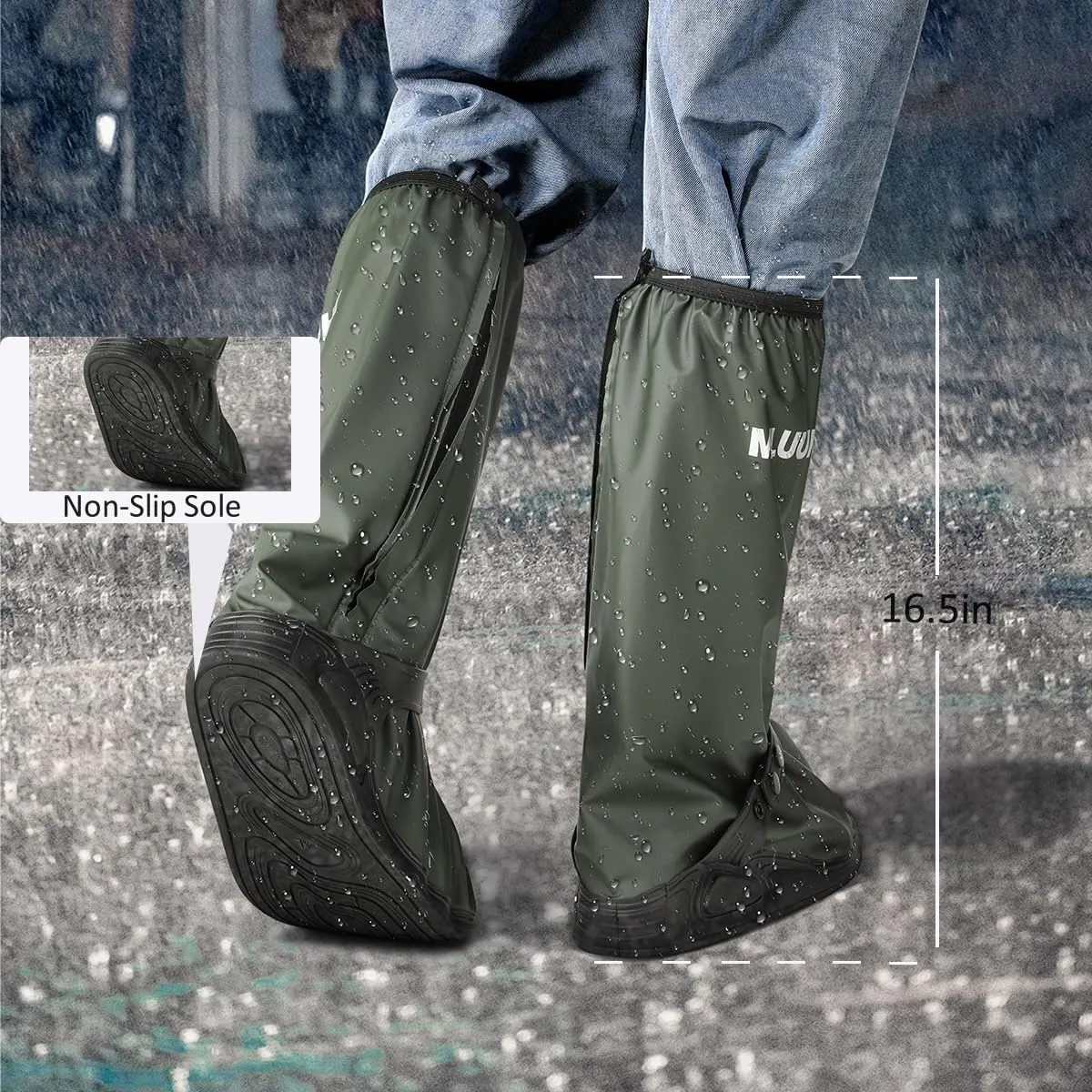 Rain Shoe Covers, Reusable Waterproof Rain Cover for Shoes, Non-Slip PVC Snow Boot Covers for Men and Women