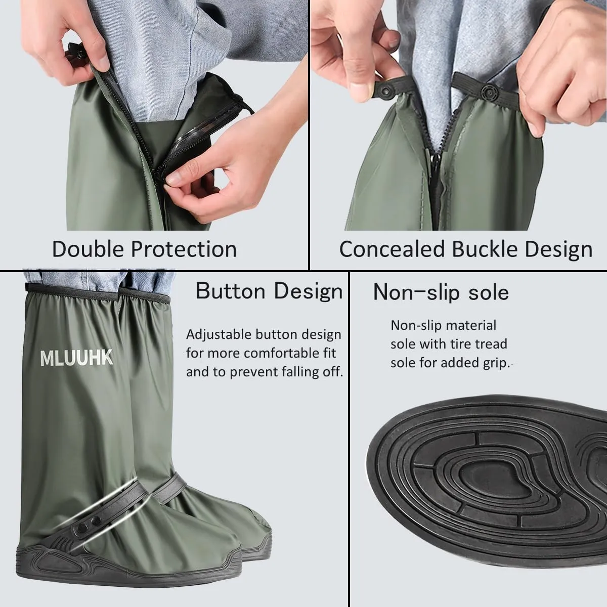 Rain Shoe Covers, Reusable Waterproof Rain Cover for Shoes, Non-Slip PVC Snow Boot Covers for Men and Women