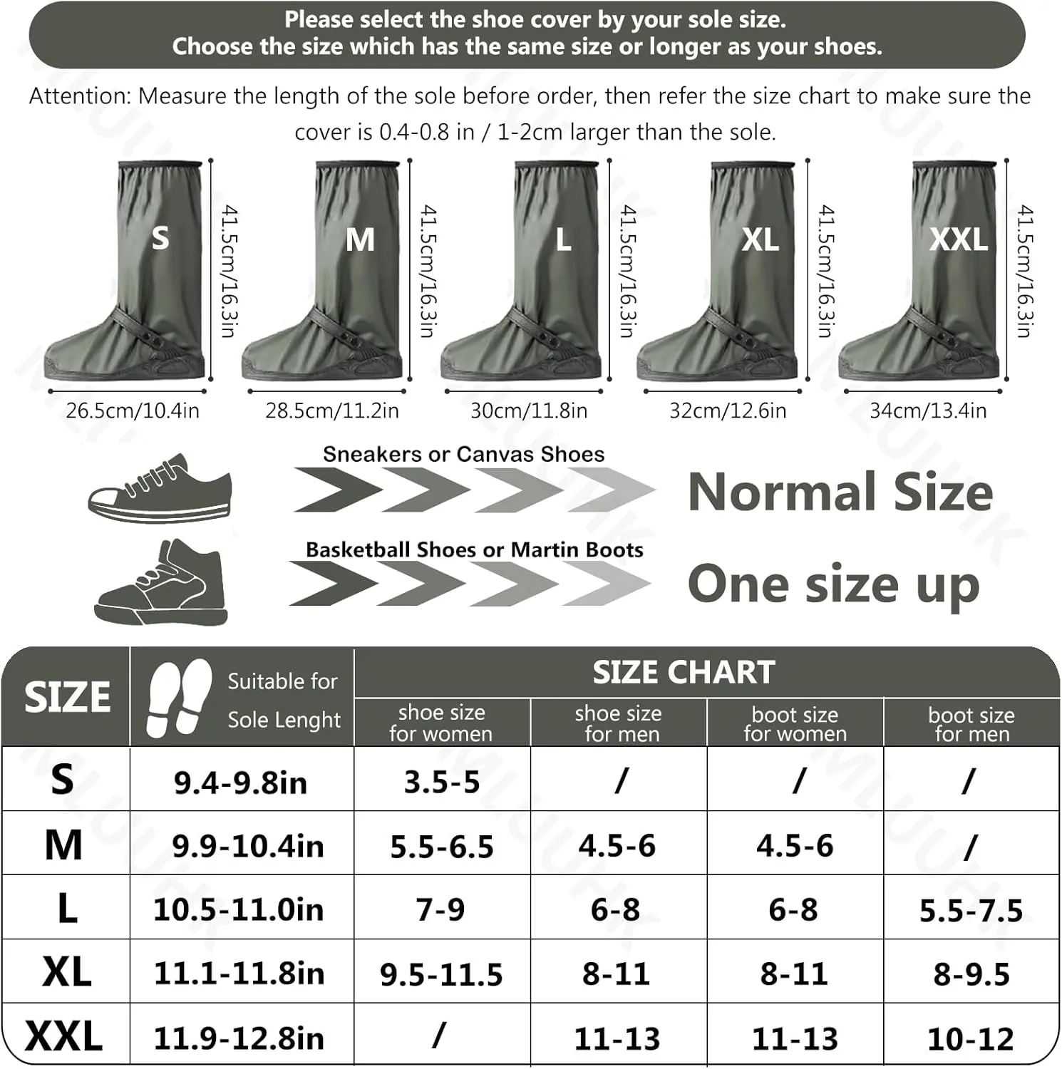 Rain Shoe Covers, Reusable Waterproof Rain Cover for Shoes, Non-Slip PVC Snow Boot Covers for Men and Women