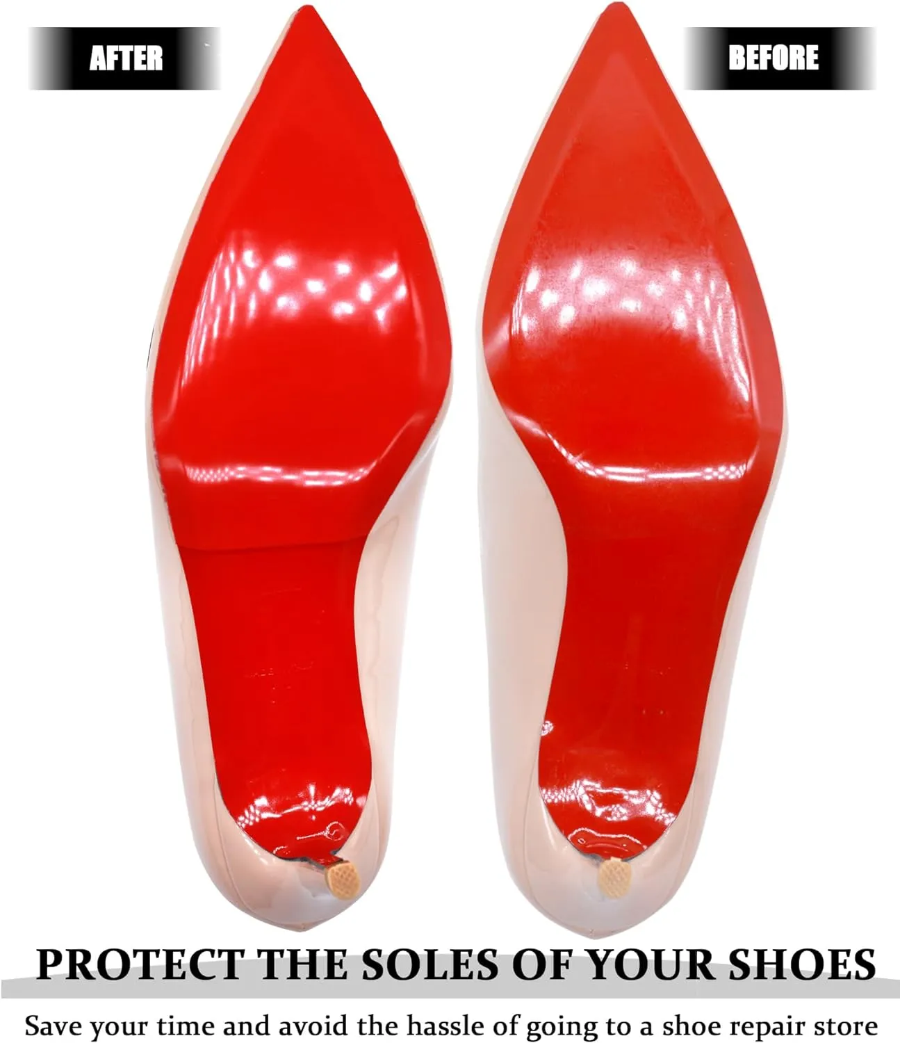 Red Bottom Shoe Protector Compatible with Christian Louboutin Shoes,Self-Adhesive Sole Guard to Protect & Restore Shoe Bottoms,Anti-Slip Replacement for High Heels (6"x4.5",Mirror Face 4Pcs)