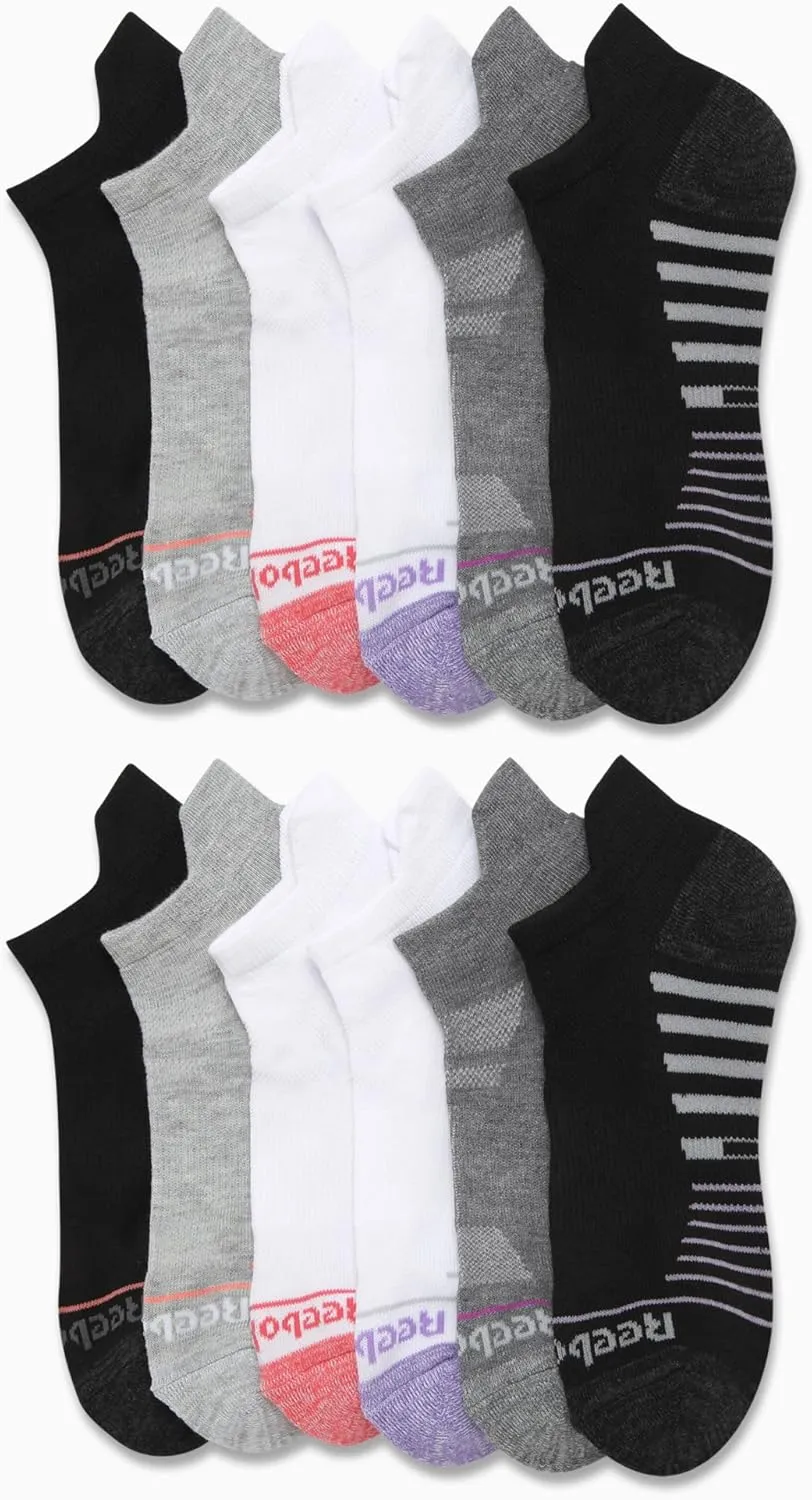 Reebok Womens Low Cut Socks - 12 Pack Athletic Performance Moisture Wicking Low Cut Tab Ankle Socks for Women (Sizes: 4-10)
