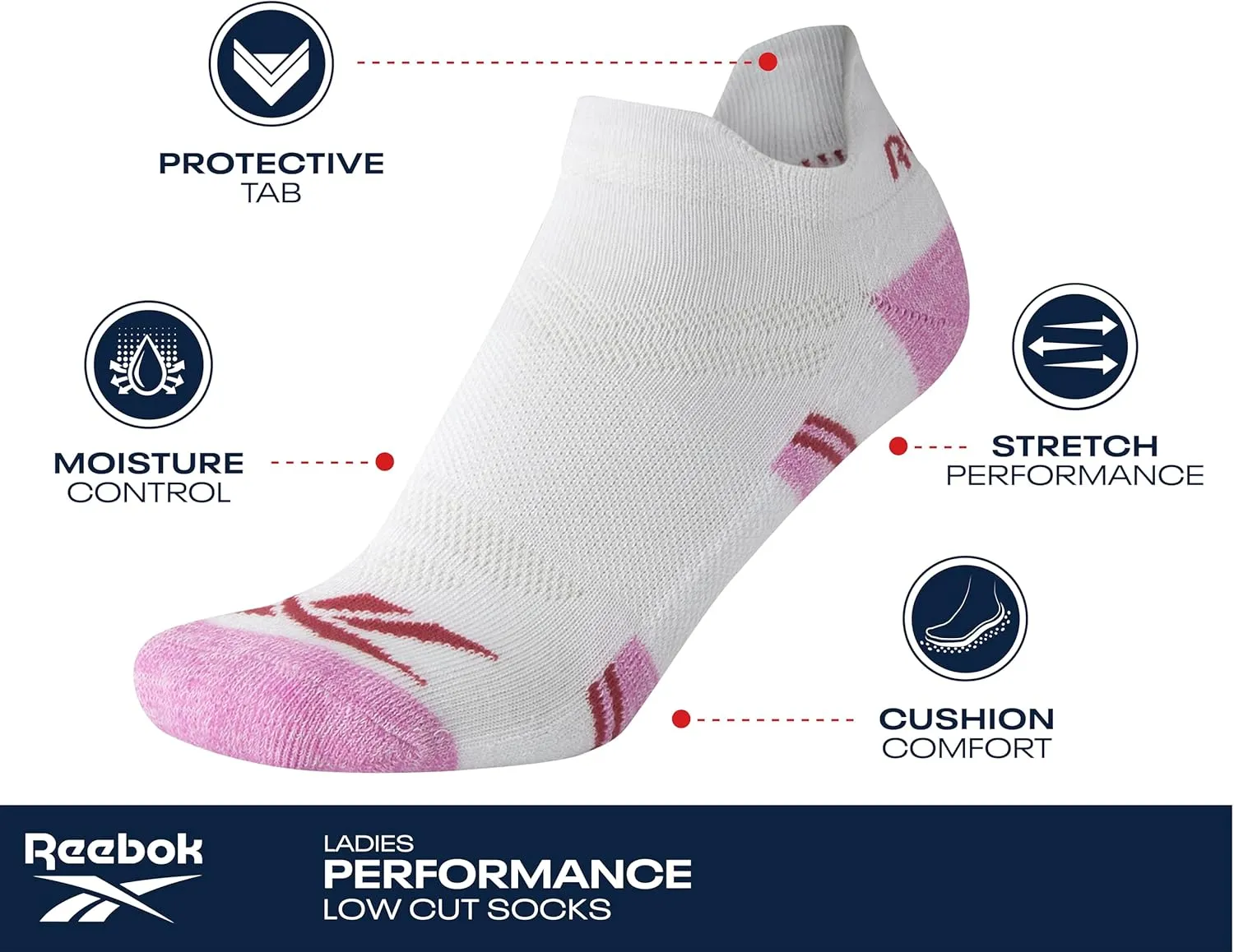 Reebok Womens Low Cut Socks - 12 Pack Athletic Performance Moisture Wicking Low Cut Tab Ankle Socks for Women (Sizes: 4-10)