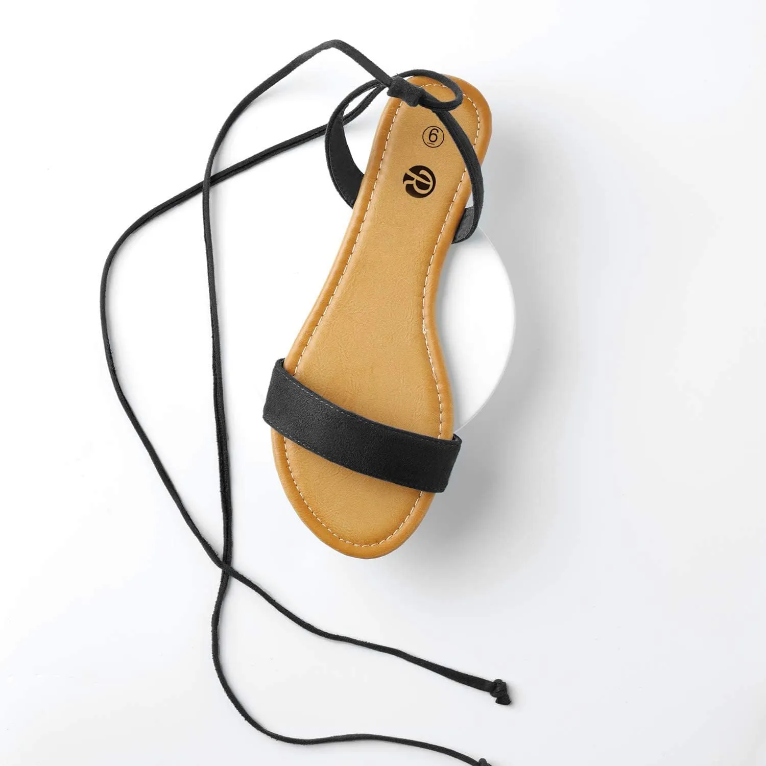 Rekayla Open Toe Tie Up Ankle Wrap Flat Sandals for Women