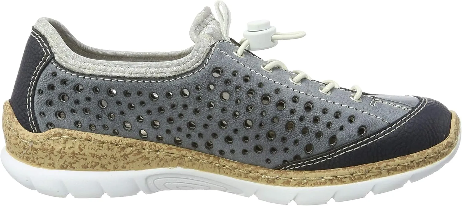 Rieker N42P6 Nikita Slip-On Women's Sneakers - Lightweight Walking Shoes with Durable Sole - Lacer-Cut Detailing and Stretch Laces - Stylish Comfort for All-Day Wear
