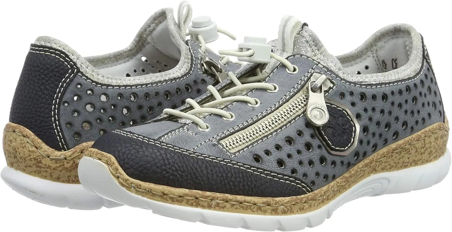 Rieker N42P6 Nikita Slip-On Women's Sneakers - Lightweight Walking Shoes with Durable Sole - Lacer-Cut Detailing and Stretch Laces - Stylish Comfort for All-Day Wear