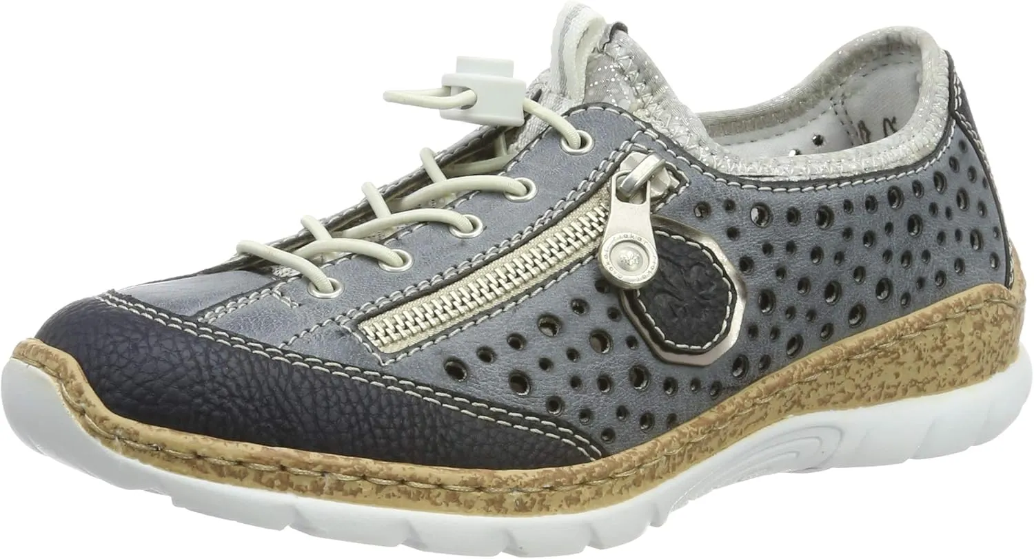 Rieker N42P6 Nikita Slip-On Women's Sneakers - Lightweight Walking Shoes with Durable Sole - Lacer-Cut Detailing and Stretch Laces - Stylish Comfort for All-Day Wear