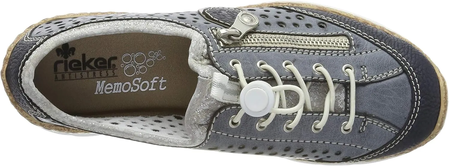 Rieker N42P6 Nikita Slip-On Women's Sneakers - Lightweight Walking Shoes with Durable Sole - Lacer-Cut Detailing and Stretch Laces - Stylish Comfort for All-Day Wear
