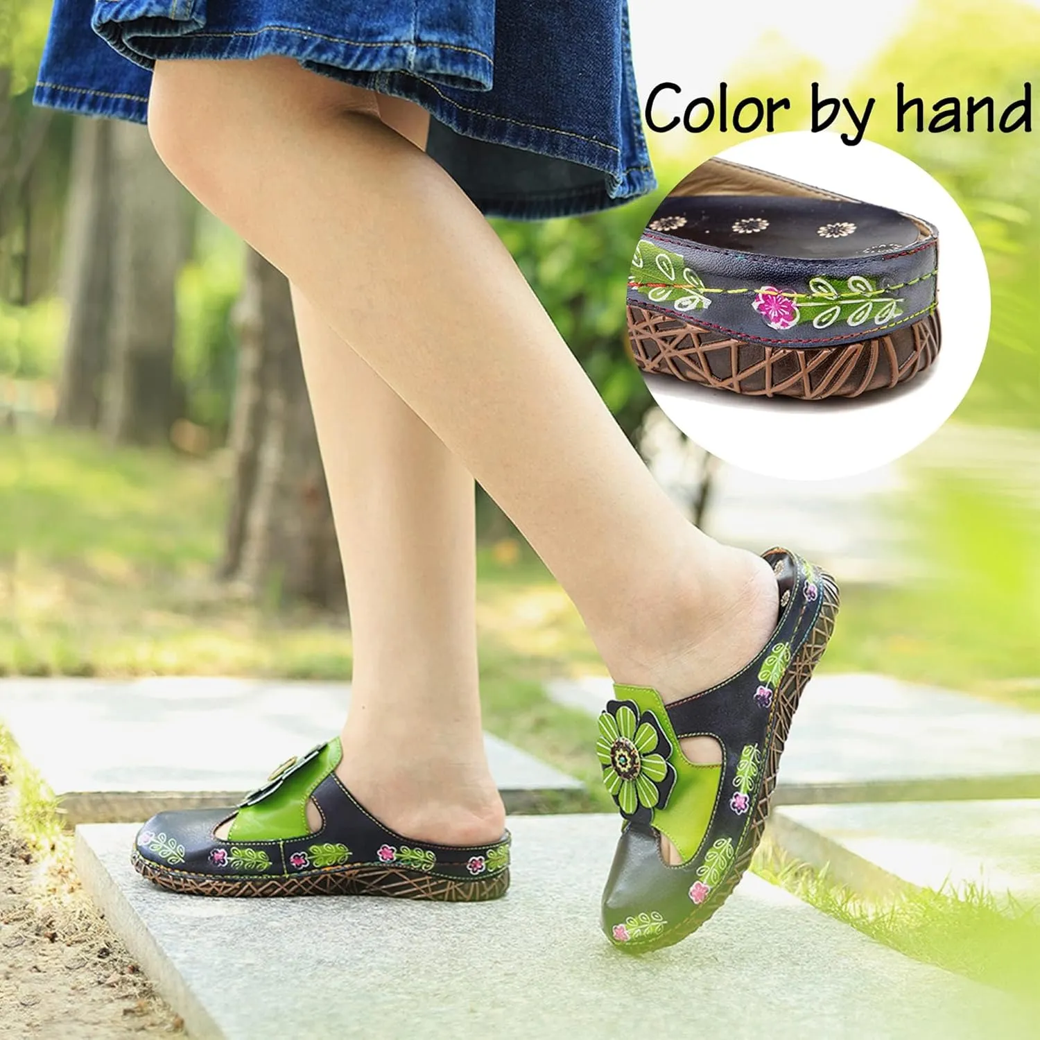 Riutiru Women's Handmade Vintage Ethnic Style Lambskin Sandals and Slippers - Fashion and lightweight Suitable for Any Occasion