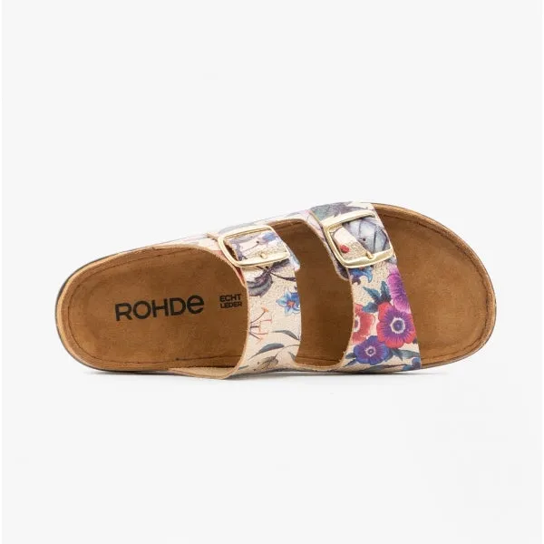 Rohde 5864 Womens Leather Mule Sandals Gold Multi