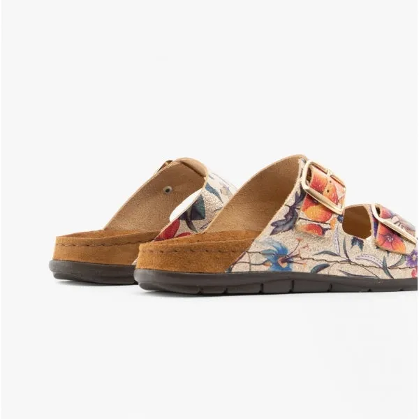 Rohde 5864 Womens Leather Mule Sandals Gold Multi