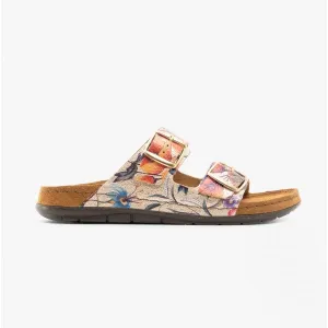 Rohde 5864 Womens Leather Mule Sandals Gold Multi