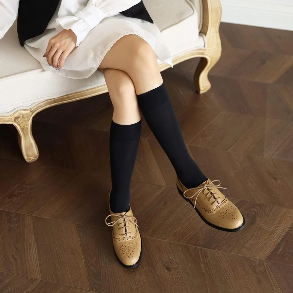 Roimaash Casual Oxford Shoes for Women Wingtip Flat Business Work Shoes