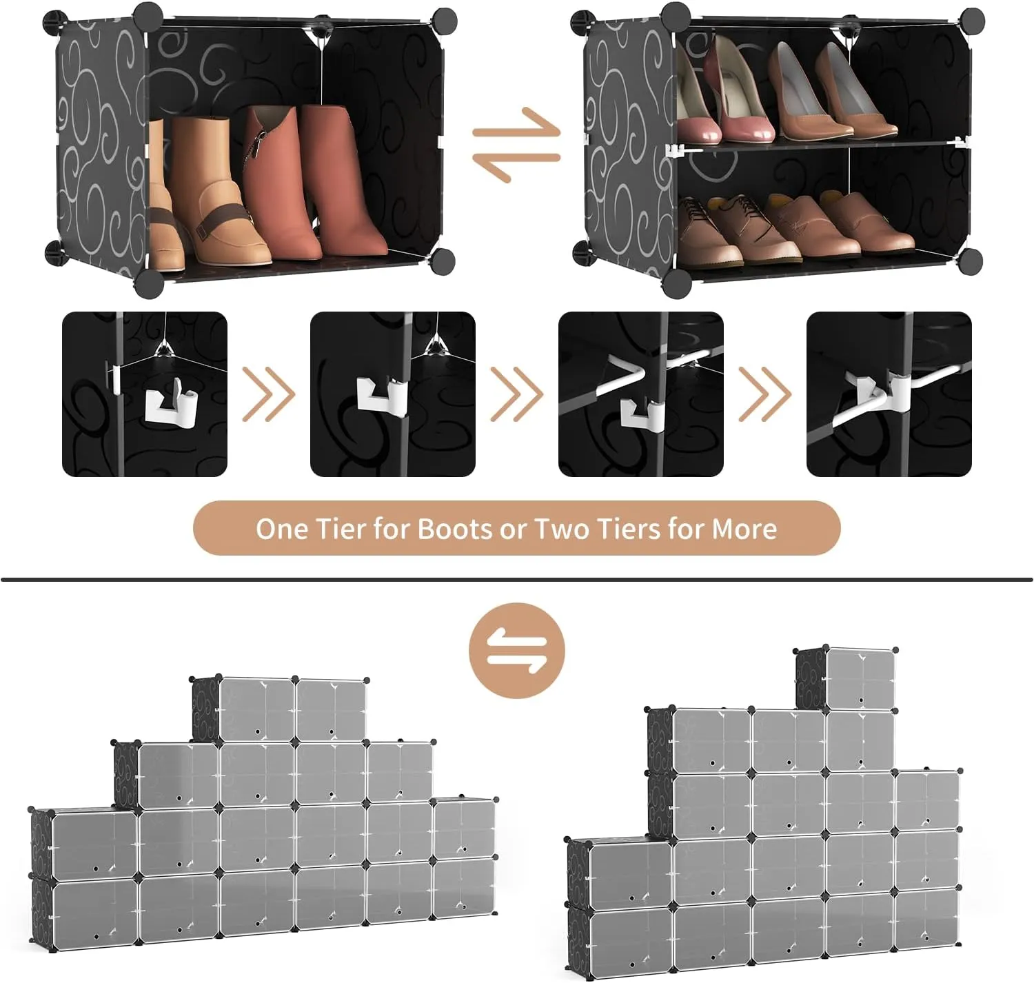 ROJASOP Portable Shoe Rack Organizer, 72 Pairs Covered Shoe Rack Shoe Organizer for Closet Entryway 12-Tier Shoe Storage Cabinet Space Saver Closed Shoe Organizer Cabinet with Doors