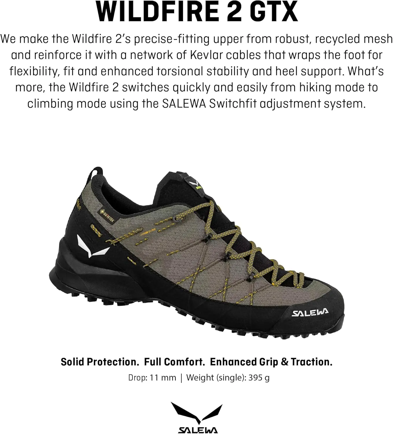 Salewa Men's Wildfire 2 GTX Shoe - GTX Waterproof Gore-Tex Trail Shoe for Hiking & Trekking