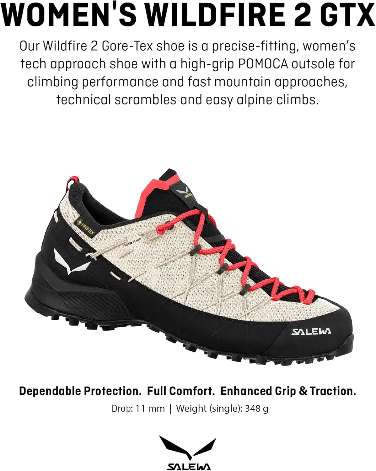Salewa Women's Wildfire 2 GTX Shoe - GTX Waterproof Gore-Tex Trail Shoe for Hiking & Trekking