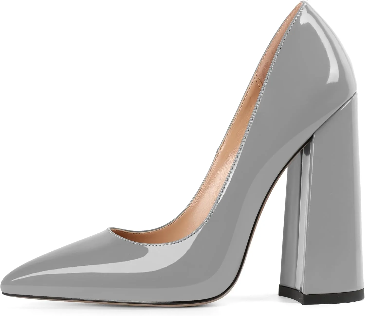 SAMMITOP Women's Chunky High Heel Pumps Pointed Toe Slip On Party Dress Shoes