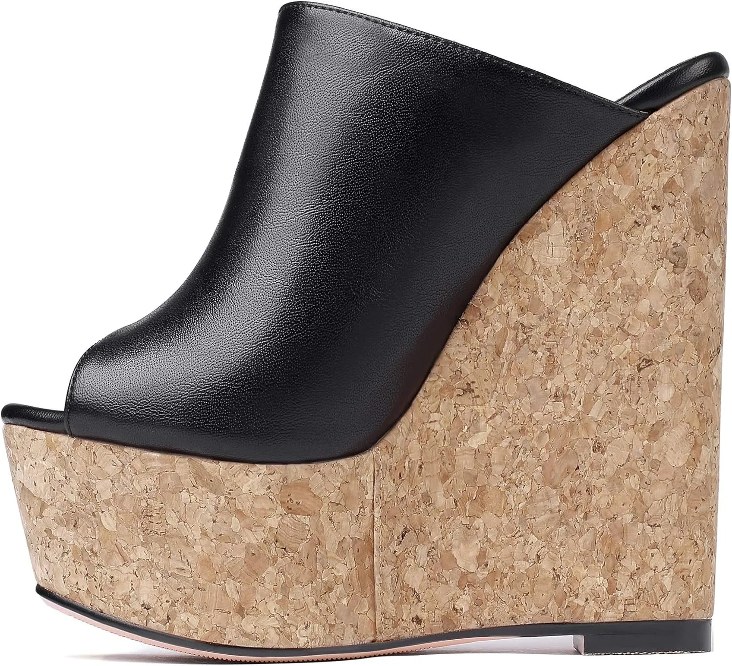 SAMMITOP Women's Platform Wedge Open Toe Sandals,Ladies Slip On Wedge Mule Shoes