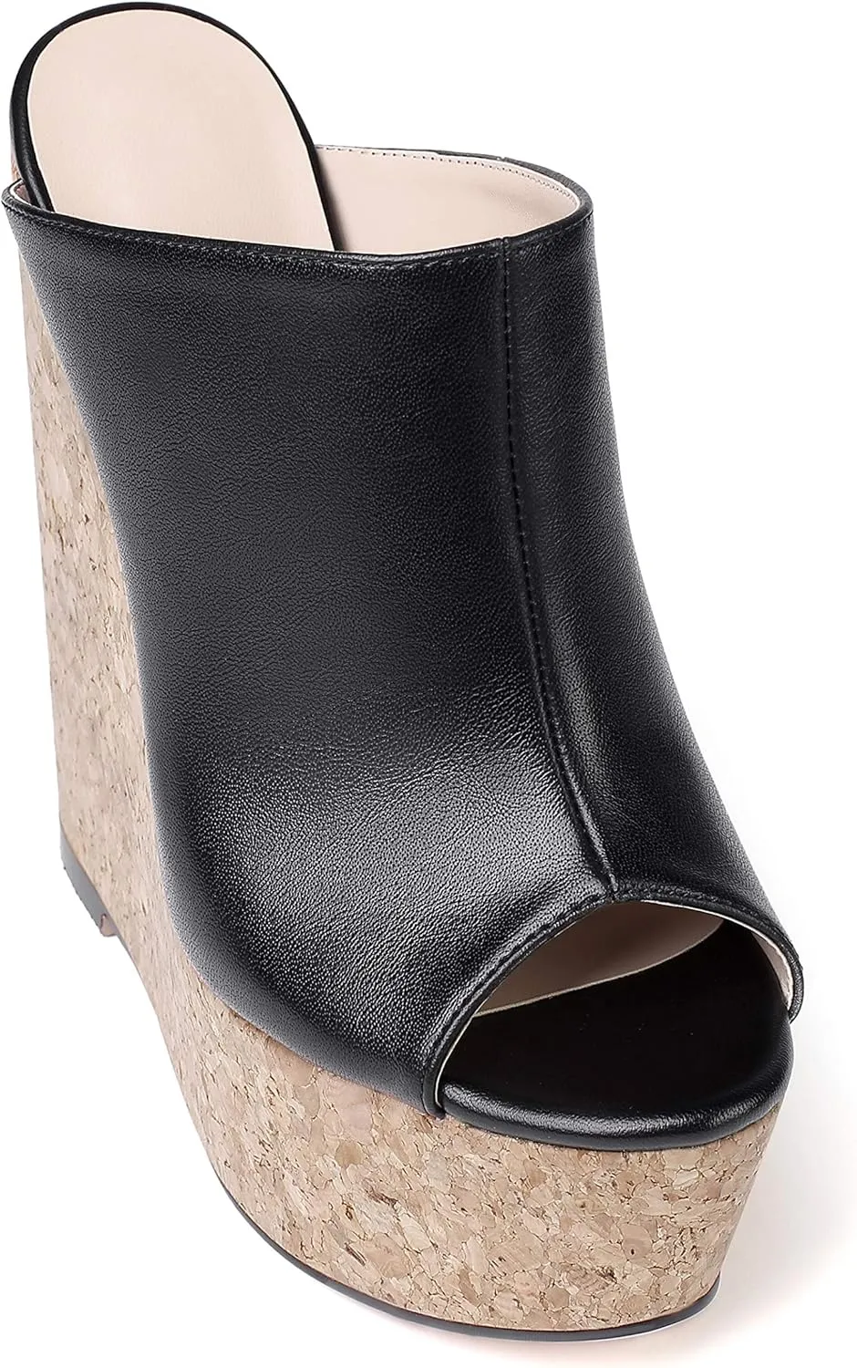 SAMMITOP Women's Platform Wedge Open Toe Sandals,Ladies Slip On Wedge Mule Shoes
