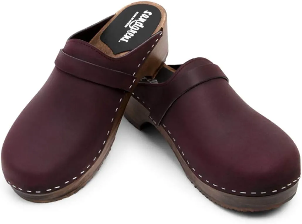 Sandgrens Handmade Swedish Wood Clogs for Men, Low Heel Mule | Malmö