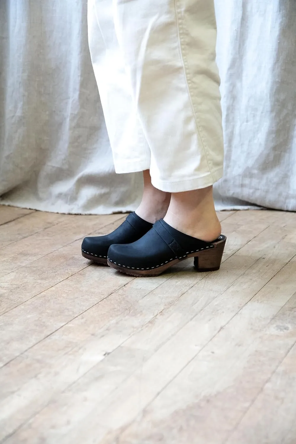 Sandgrens Handmade Swedish Wood Clogs for Women, High Heel Mule | Dublin