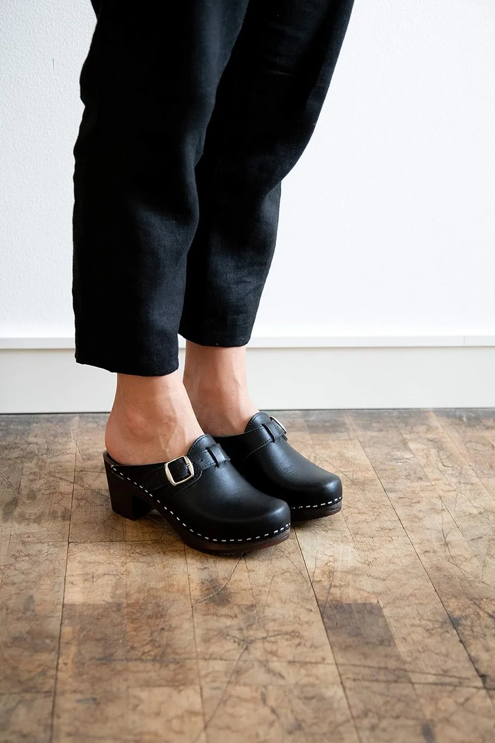 Sandgrens Handmade Swedish Wood Clogs for Women, High Heel Mule | Nashville