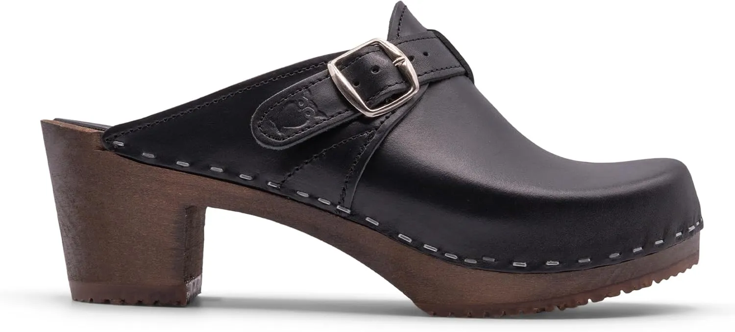 Sandgrens Handmade Swedish Wood Clogs for Women, High Heel Mule | Nashville