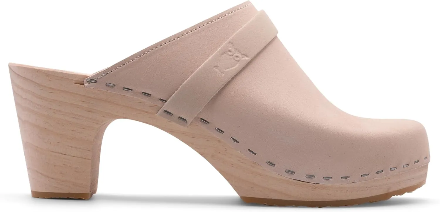 Sandgrens Handmade Swedish Wood Clogs for Women, High Rise Mule | Maya